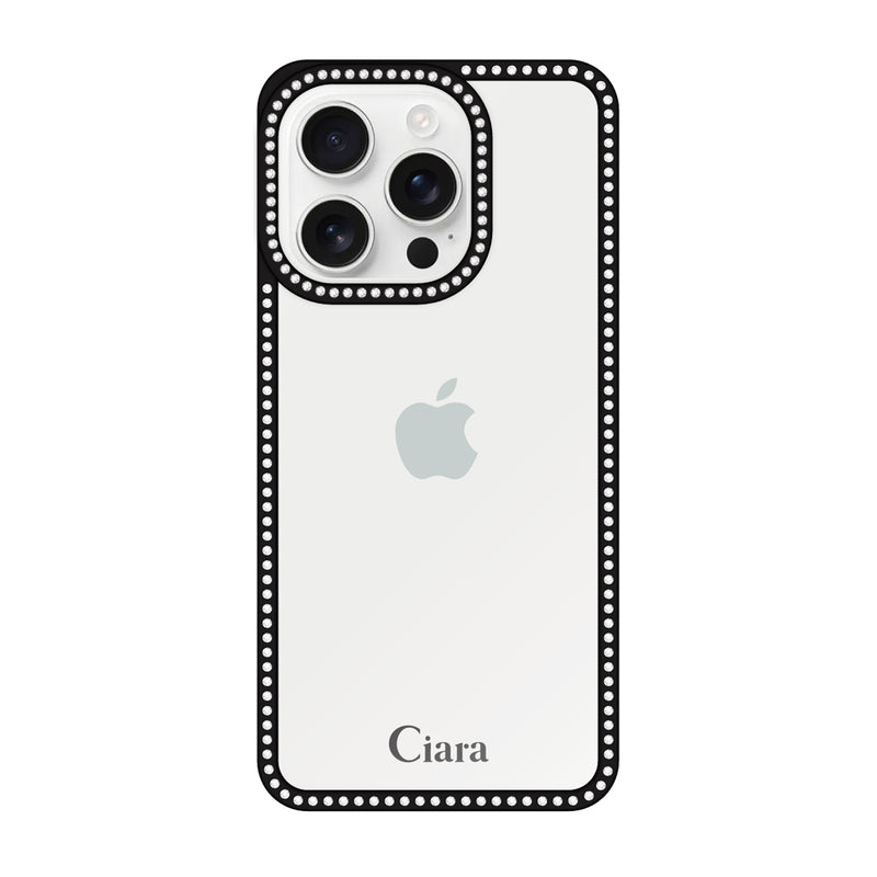 iPhoneケース ラインストーンフレーム クリアケース ロゴ