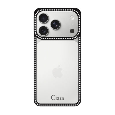 iPhoneケース ラインストーンフレーム クリアケース ロゴ