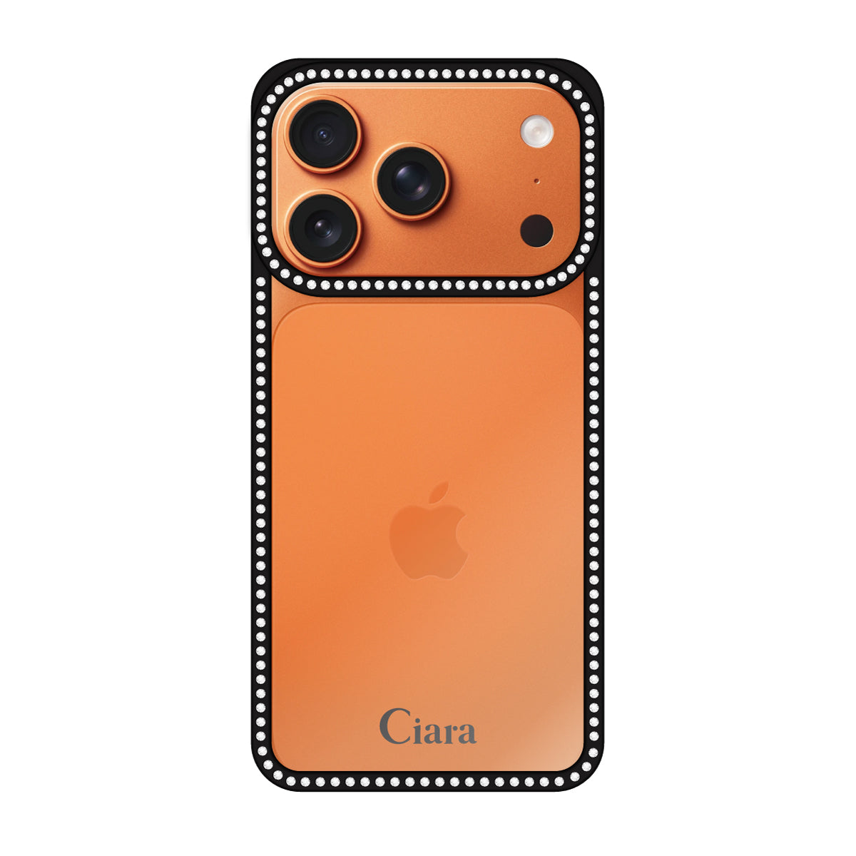 iPhone17ProMax ラインストーンフレームクリア クリア ラインストーンフレームケース ロゴ ブラック