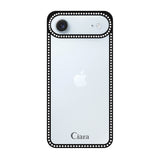 iPhoneAir ラインストーンフレームクリア クリア ラインストーンフレームケース ロゴ ブラック