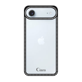 iPhoneAir ラインストーンフレームクリア クリア ラインストーンフレームケース ロゴ ブラック