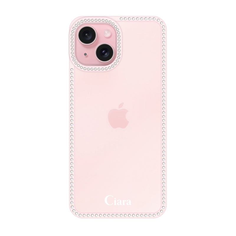 iPhoneケース ラインストーンフレーム クリアケース ロゴ