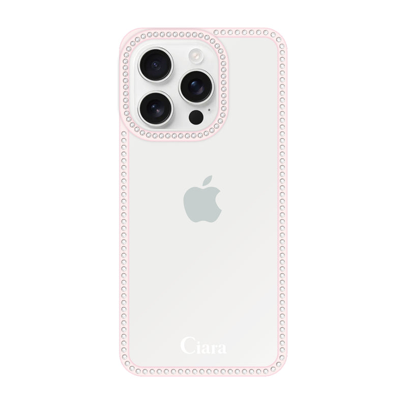 iPhoneケース ラインストーンフレーム クリアケース ロゴ
