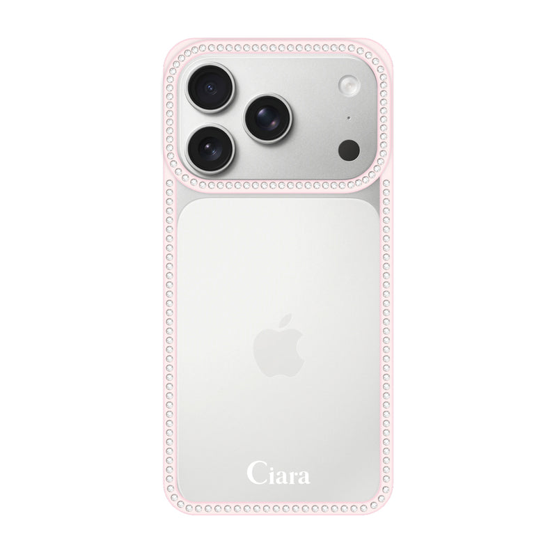 iPhoneケース ラインストーンフレーム クリアケース ロゴ