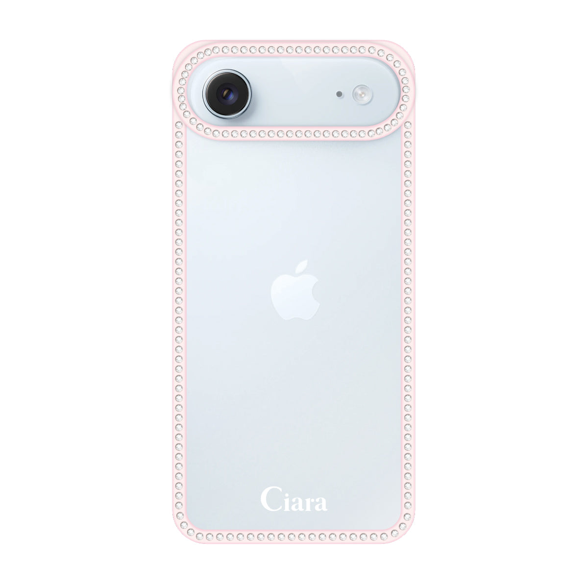 iPhoneAir ラインストーンフレームクリア クリア ラインストーンフレームケース ロゴ ピンク