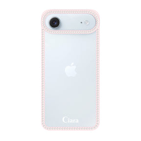 iPhoneAir ラインストーンフレームクリア クリア ラインストーンフレームケース ロゴ ピンク