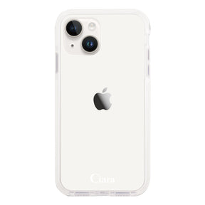 iPhone14 クッションバンパー 耐衝撃クリアケース ロゴ ホワイト