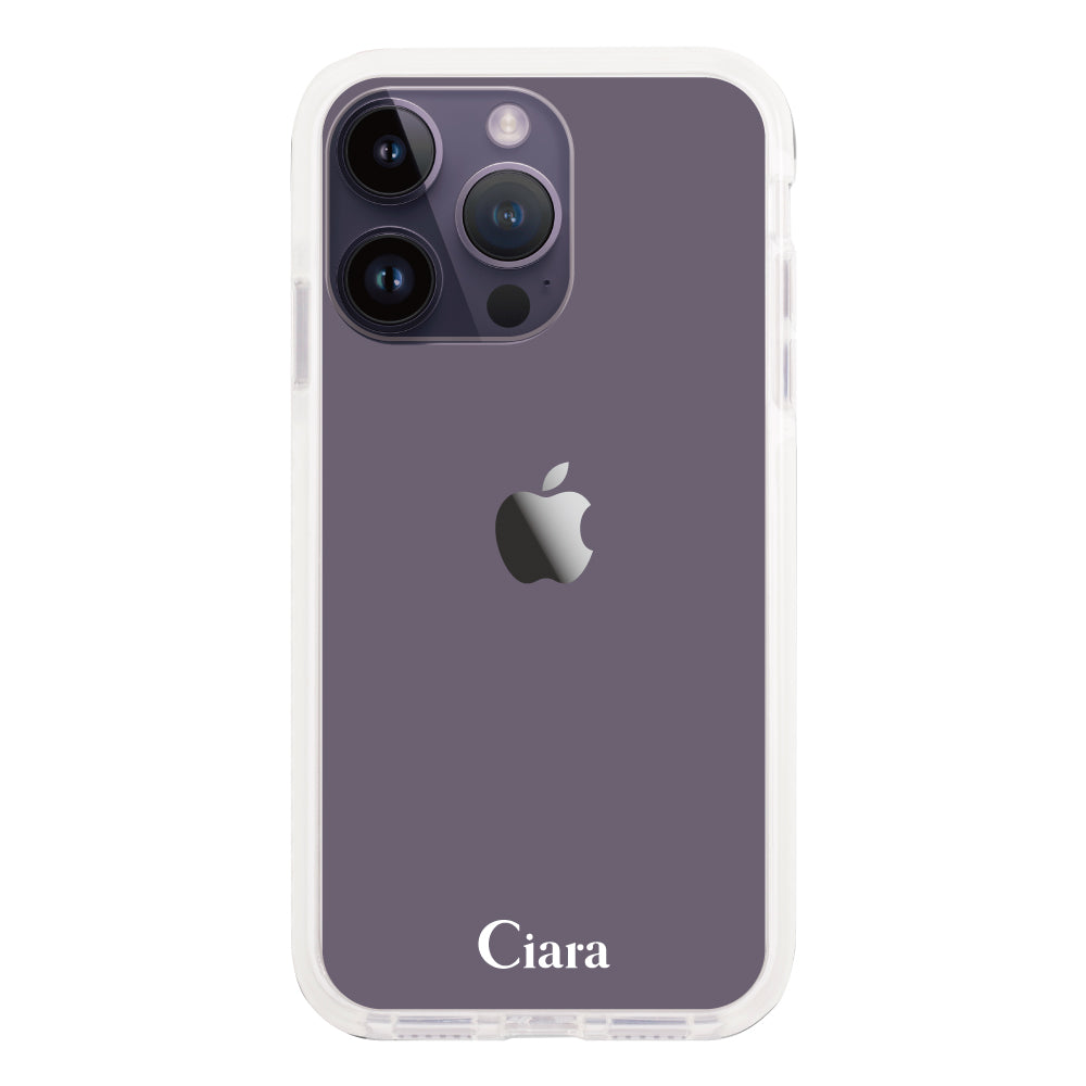 iPhone14ProMax クッションバンパー 耐衝撃クリアケース ロゴ ホワイト