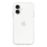 iPhone16 クッションバンパー 耐衝撃クリアケース ロゴ ホワイト