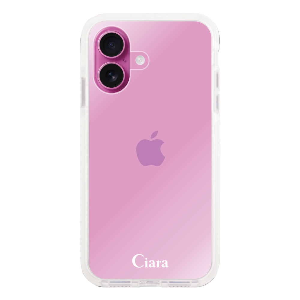 iPhone16Plus クッションバンパー 耐衝撃クリアケース ロゴ ホワイト
