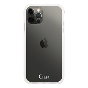 iPhoneX/XS クッションバンパー 耐衝撃クリアケース ロゴ ホワイト