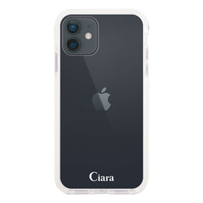 iPhoneXR クッションバンパー 耐衝撃クリアケース ロゴ ホワイト