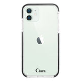 iPhone12mini クッションバンパー 耐衝撃クリアケース ロゴ ブラック