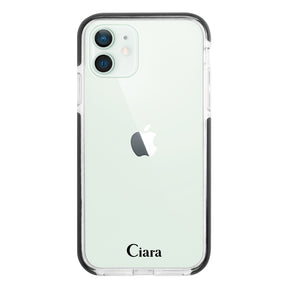 iPhone12mini クッションバンパー 耐衝撃クリアケース ロゴ ブラック