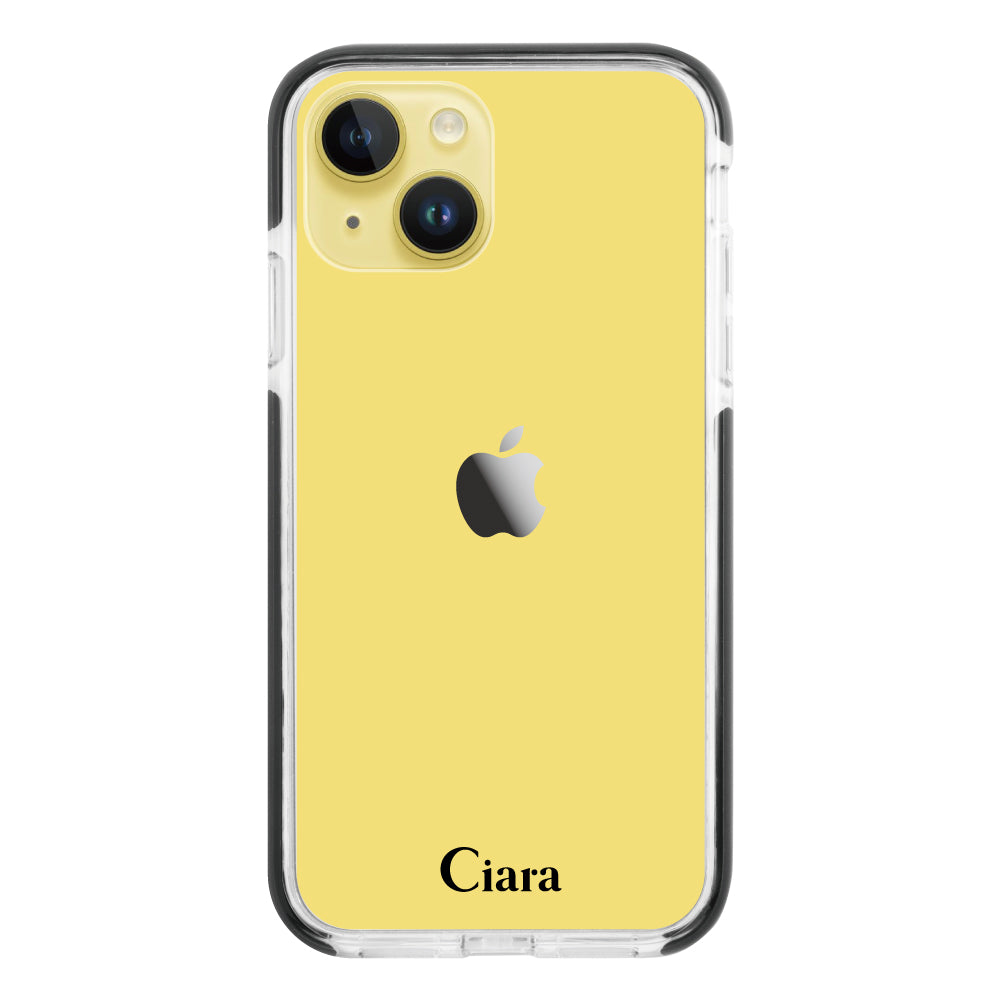 iPhone14Plus クッションバンパー 耐衝撃クリアケース ロゴ ブラック