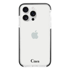 iPhone16ProMax クッションバンパー 耐衝撃クリアケース ロゴ ブラック