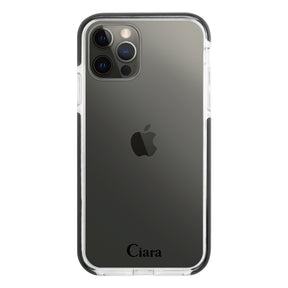 iPhoneX/XS クッションバンパー 耐衝撃クリアケース ロゴ ブラック