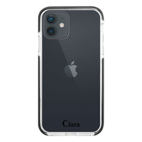 iPhoneXR クッションバンパー 耐衝撃クリアケース ロゴ ブラック