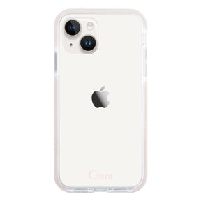 iPhone14 クッションバンパー 耐衝撃クリアケース ロゴ ピンク