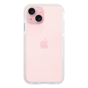 iPhone15 クッションバンパー 耐衝撃クリアケース ロゴ ピンク