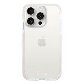 iPhone15ProMax クッションバンパー 耐衝撃クリアケース ロゴ ピンク