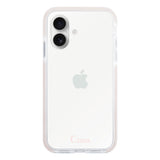 iPhone16 クッションバンパー 耐衝撃クリアケース ロゴ ピンク