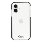 iPhone16 クッションバンパー 耐衝撃クリアTPUケース ロゴ ブラック