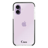 iPhone17 クッションバンパー 耐衝撃クリアTPUケース ロゴ ブラック