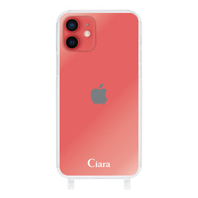iPhone11 ストラップクリアケース ロゴ ホワイト