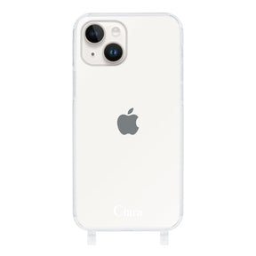 iPhone14 ストラップクリアケース ロゴ ホワイト