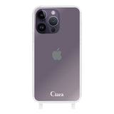 iPhone14ProMax ストラップクリアケース ロゴ ホワイト
