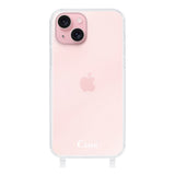 iPhone15 ストラップクリアケース ロゴ ホワイト