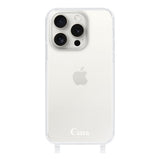 iPhone15ProMax ストラップクリアケース ロゴ ホワイト
