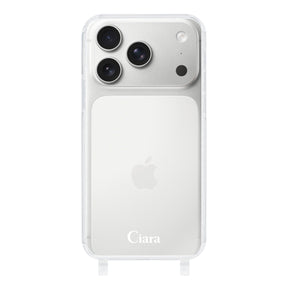 iPhone17Pro ストラップクリアケース ロゴ ホワイト