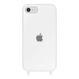 iPhone7/8/SE2/SE3 ストラップクリアケース ロゴ ホワイト
