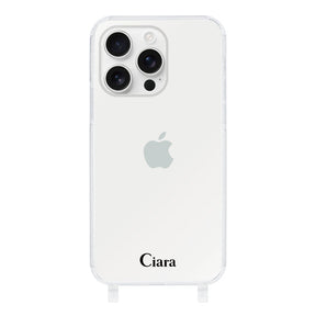 iPhone16ProMax ストラップクリアケース ロゴ ブラック