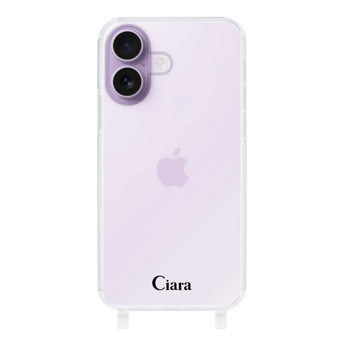 iPhone17 ストラップクリアケース ロゴ ブラック