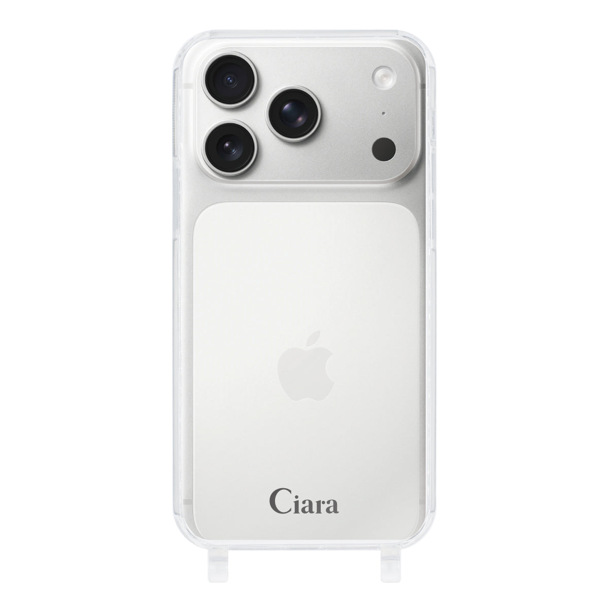 iPhone17Pro ストラップクリアケース ロゴ ブラック