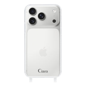 iPhone17Pro ストラップクリアケース ロゴ ブラック