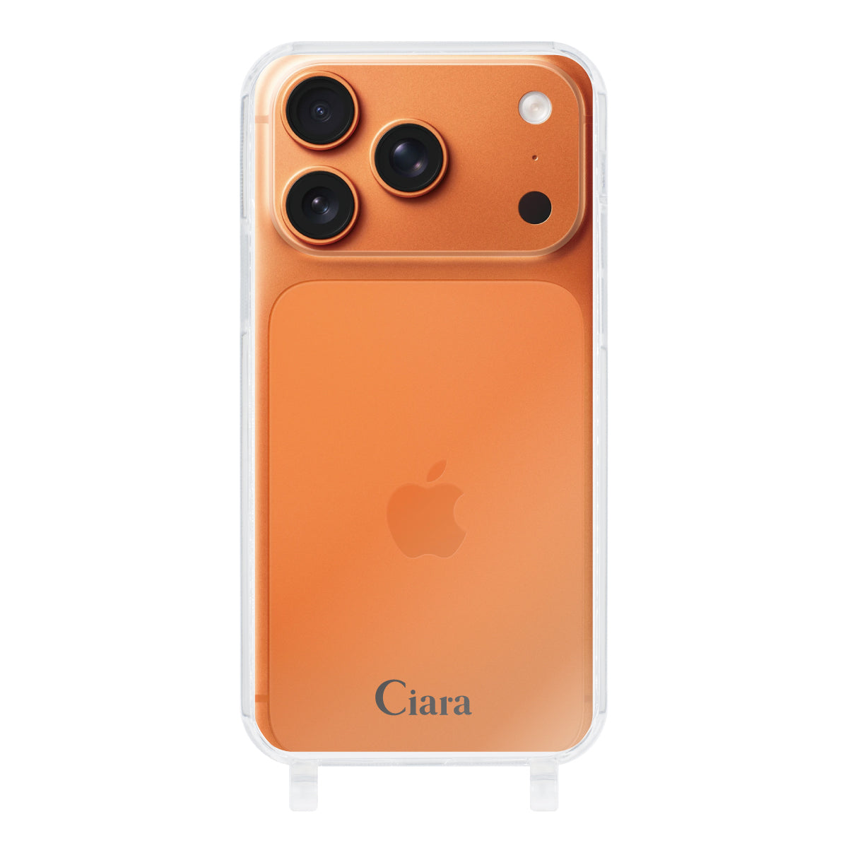 iPhone17ProMax ストラップクリアケース ロゴ ブラック
