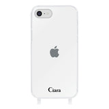 iPhone7/8/SE2/SE3 ストラップクリアケース ロゴ ブラック