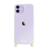 iPhone12/12Pro ストラップクリアケース ロゴ ゴールド