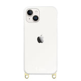 iPhone14 ストラップクリアケース ロゴ ゴールド