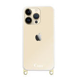 iPhone14Pro ストラップクリアケース ロゴ ゴールド