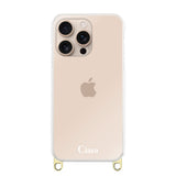 iPhone16Pro ストラップクリアケース ロゴ ゴールド