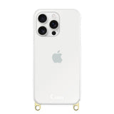 iPhone16ProMax ストラップクリアケース ロゴ ゴールド