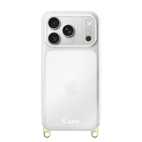 iPhone17Pro ストラップクリアケース ロゴ ゴールド