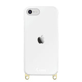 iPhone7/8/SE2/SE3 ストラップクリアケース ロゴ ゴールド