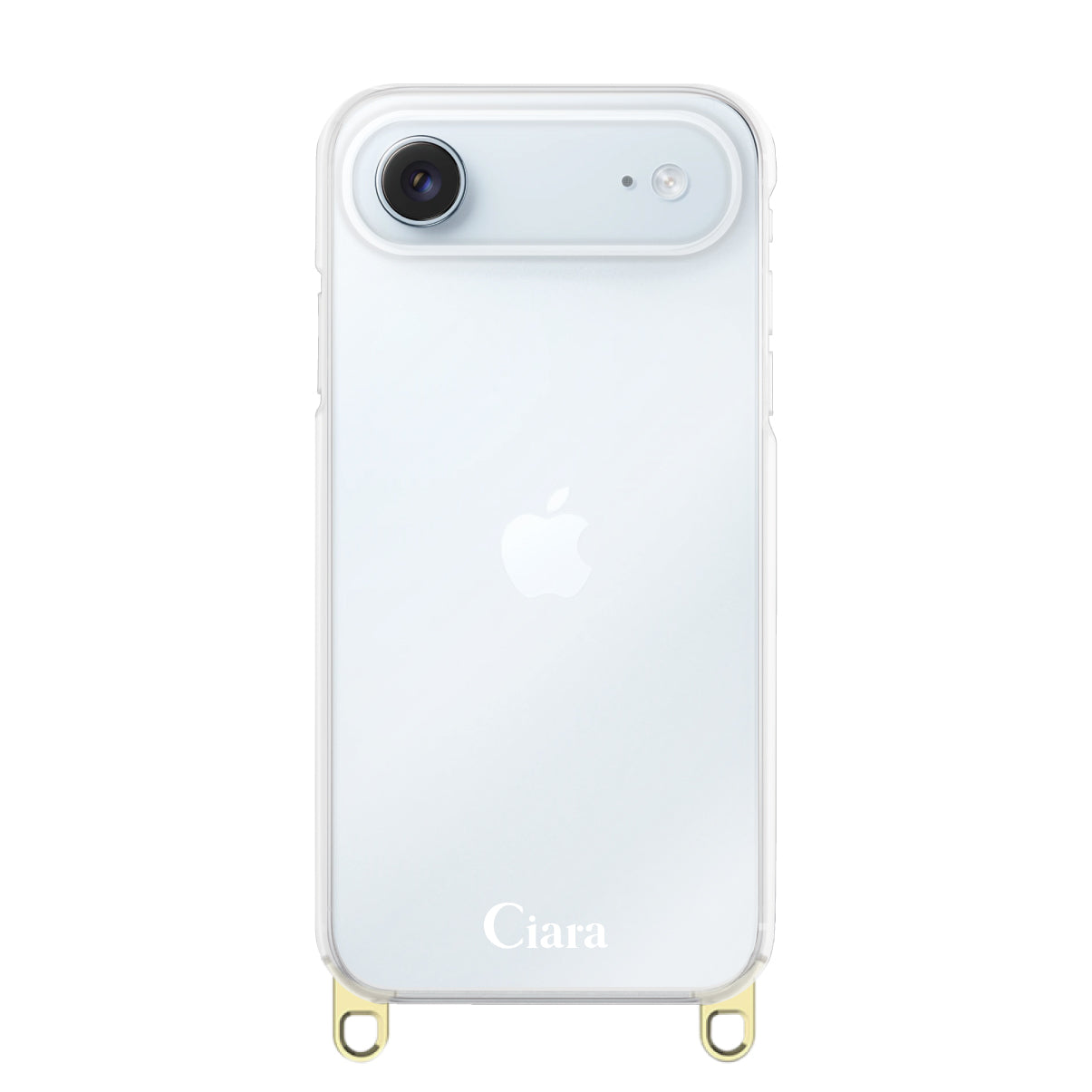 iPhoneAir ストラップクリアケース ロゴ ゴールド