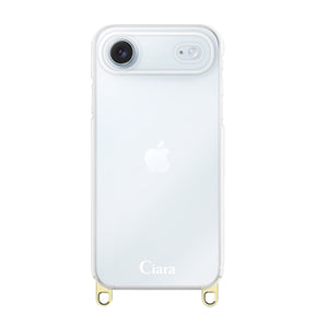 iPhoneAir ストラップクリアケース ロゴ ゴールド